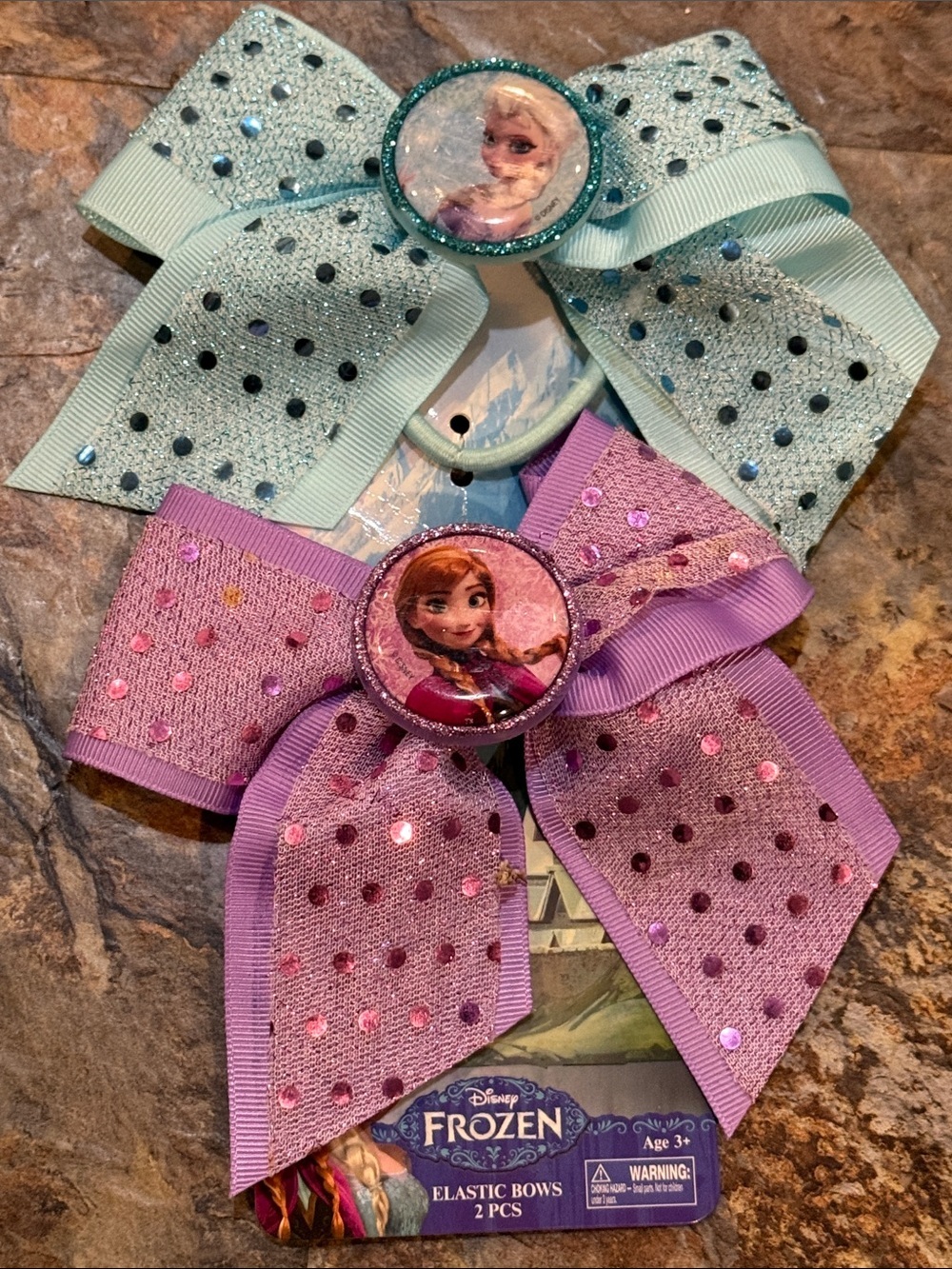 Brand new Disney Frozen Sequin Character Hair tie Bows